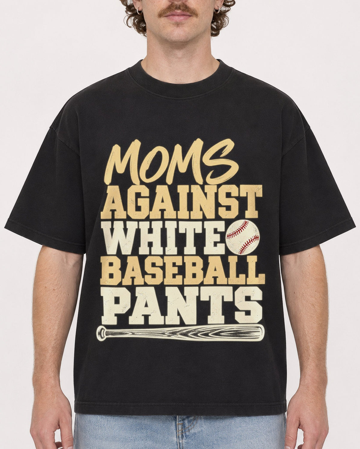 Mockup Boxy Heavyweight Tee Black male close-up 09