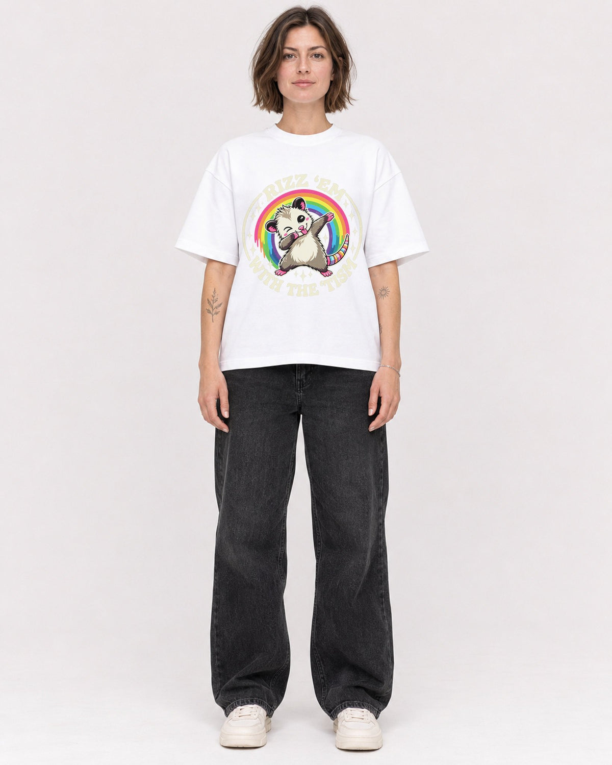 Mockup Boxy Heavyweight Tee White female full-body 18