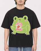 Mockup Boxy Heavyweight Tee Black male close-up 03