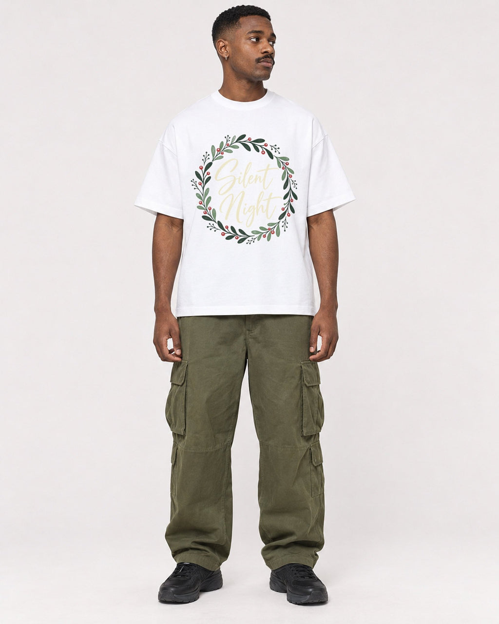 Mockup Boxy Heavyweight Tee White male full-body 14