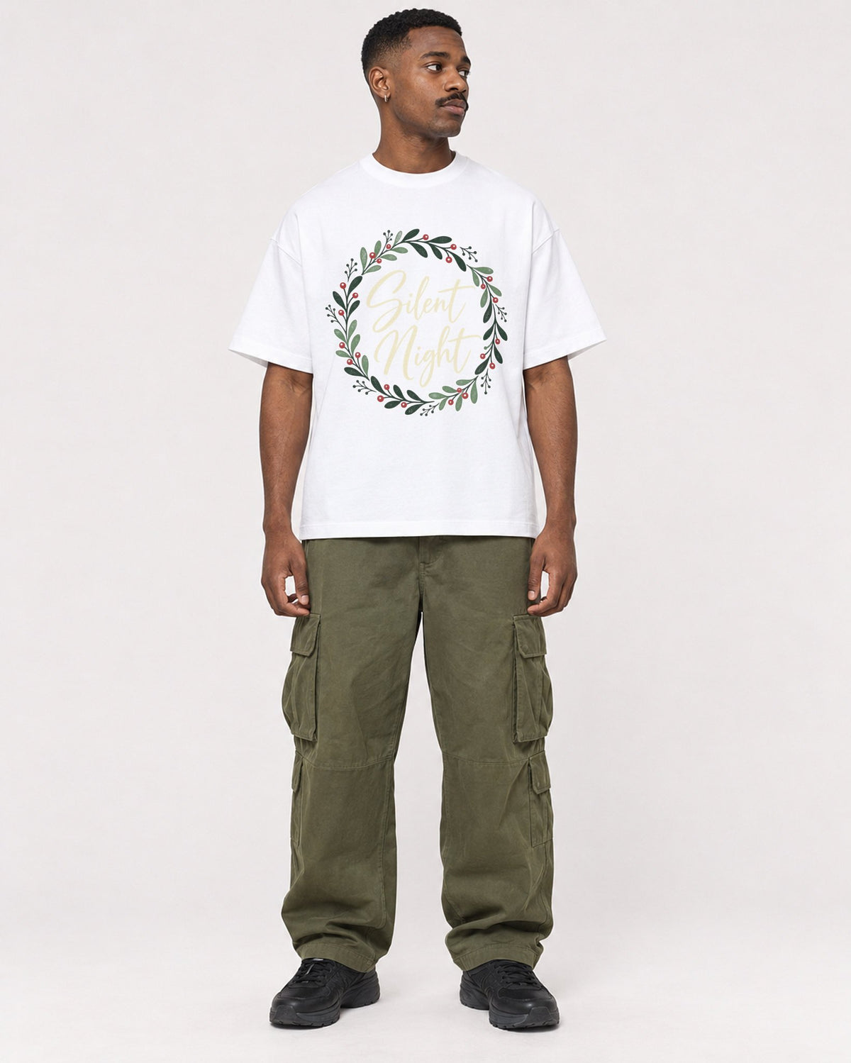 Mockup Boxy Heavyweight Tee White male full-body 14
