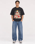 Mockup Boxy Heavyweight Tee Black male full-body 10