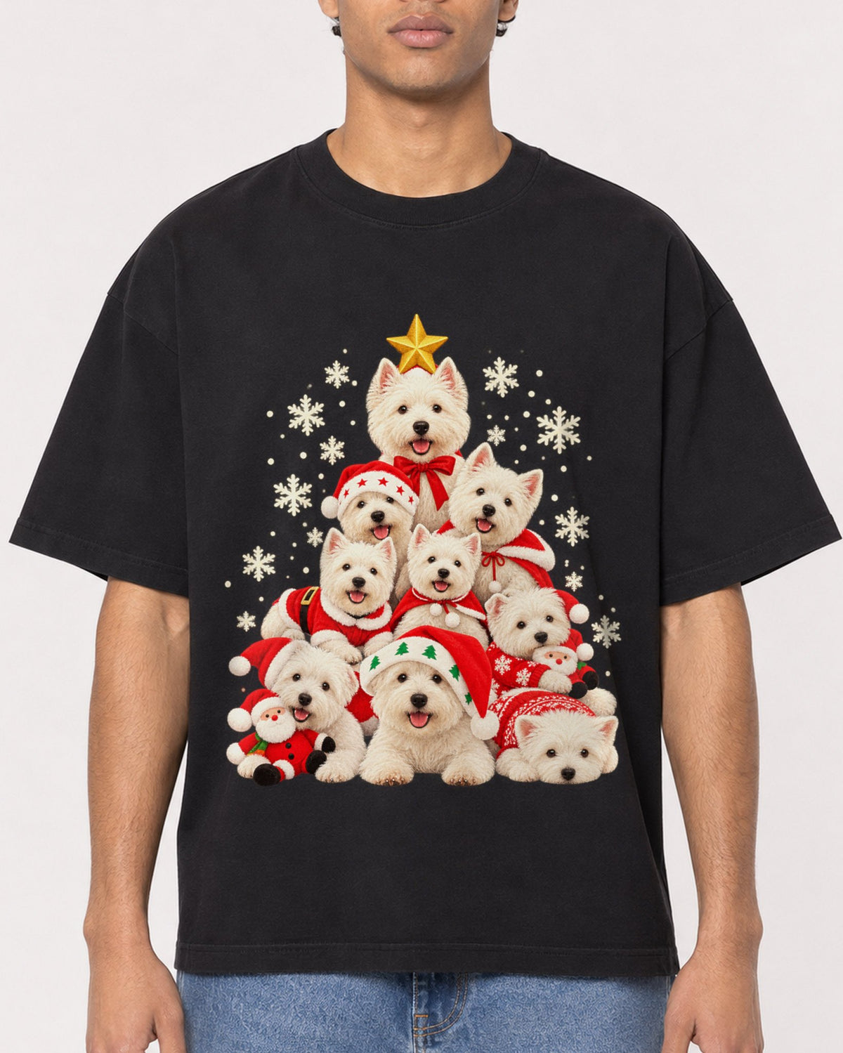 Mockup Boxy Heavyweight Tee Black male close-up 10