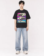 Mockup Boxy Heavyweight Tee Black male full-body 01