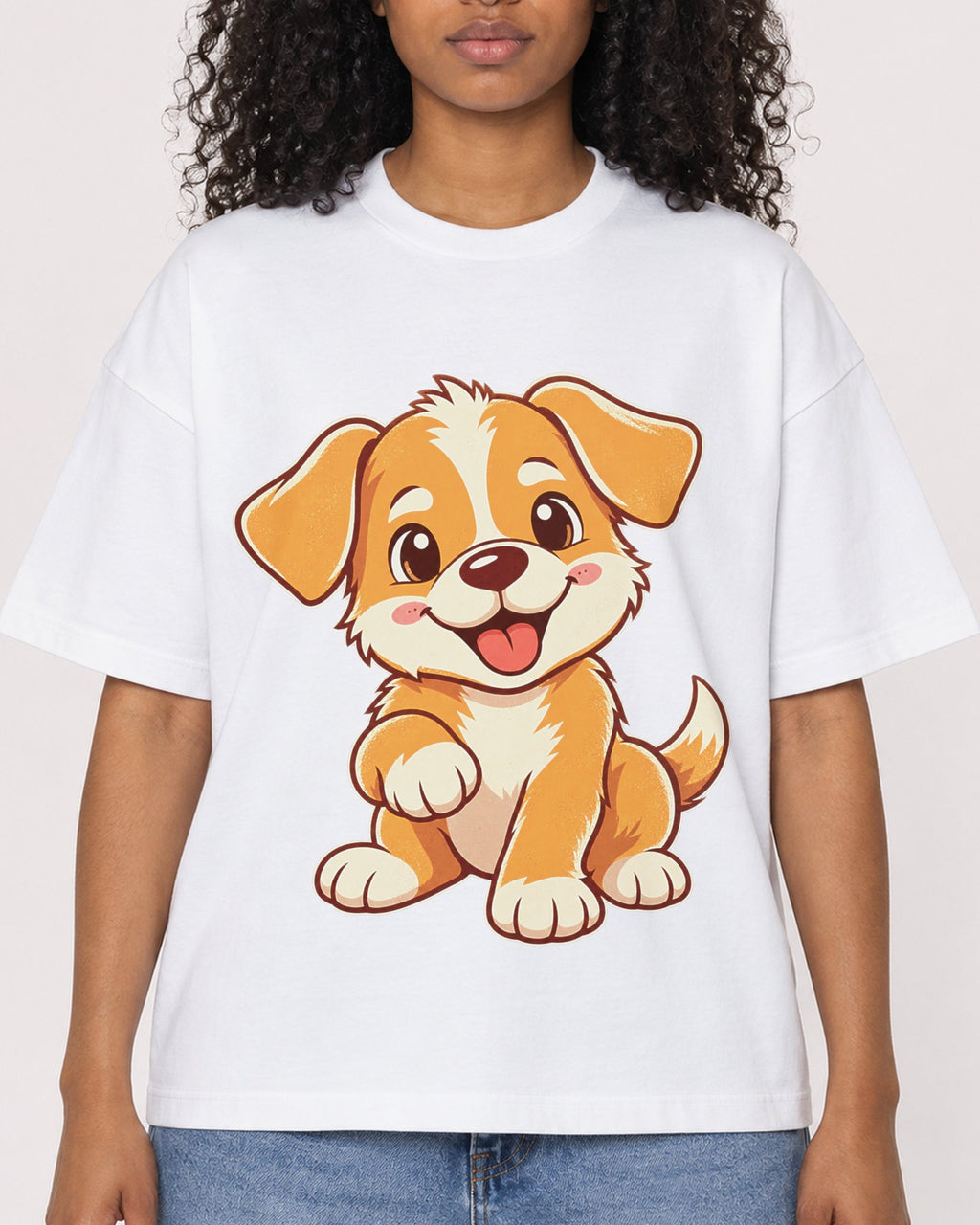 Mockup Boxy Heavyweight Tee White female close-up 05