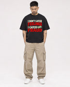 Mockup Boxy Heavyweight Tee Black male full-body 12