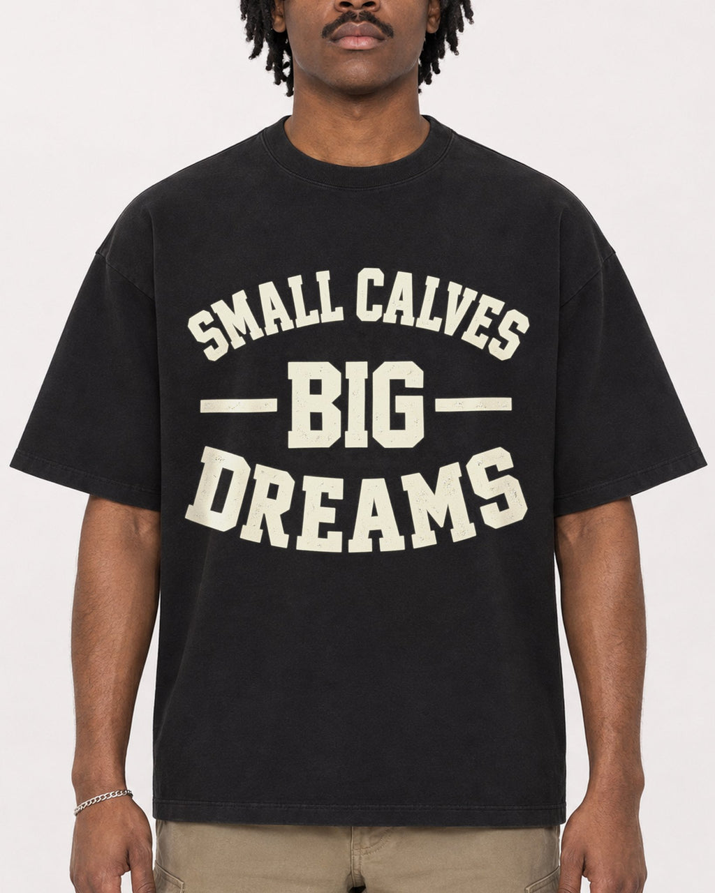 Mockup Boxy Heavyweight Tee Black male close-up 04