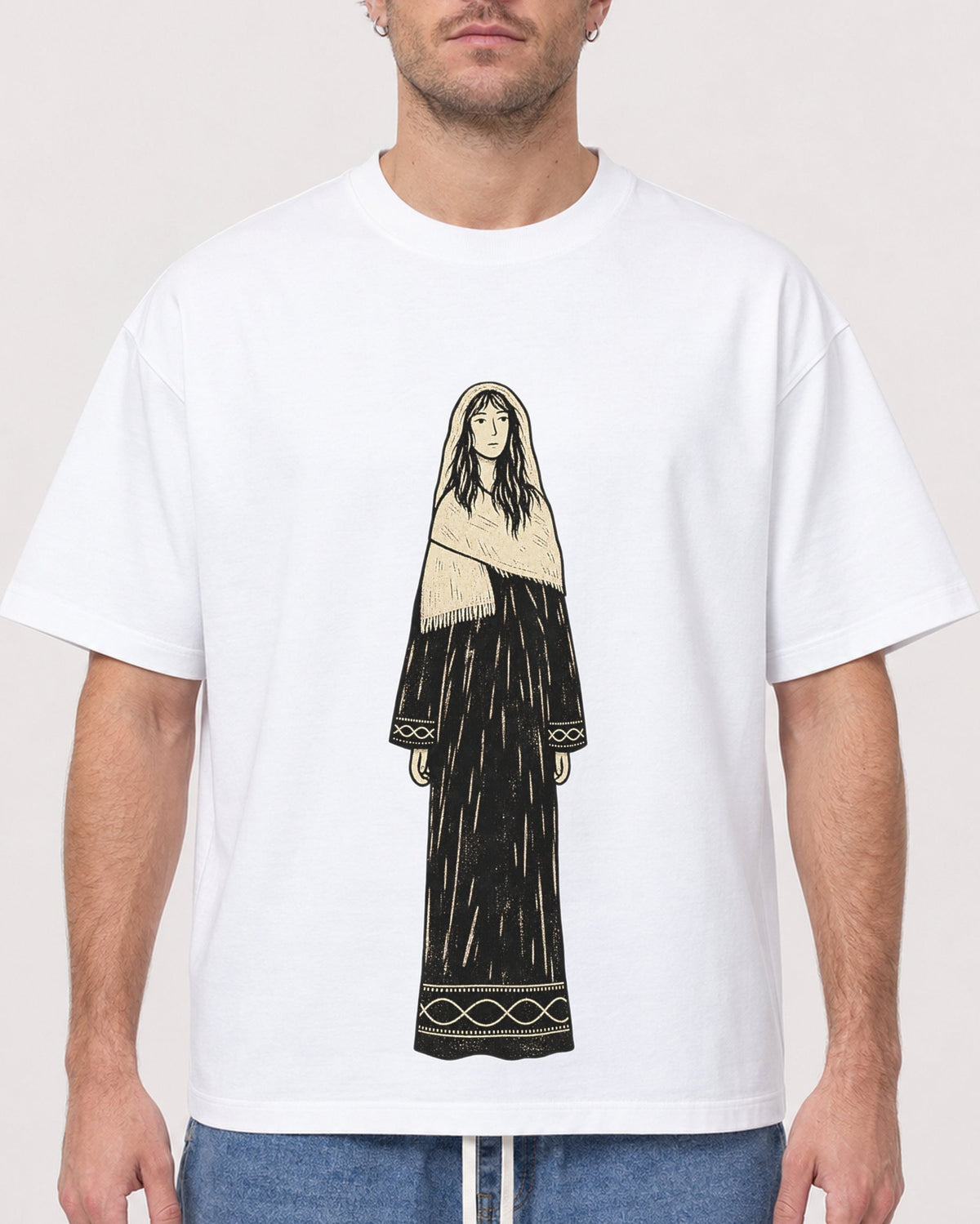Mockup Boxy Heavyweight Tee White male close-up 08