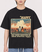 Mockup Boxy Heavyweight Tee Black male close-up 11