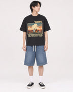 Mockup Boxy Heavyweight Tee Black male full-body 11