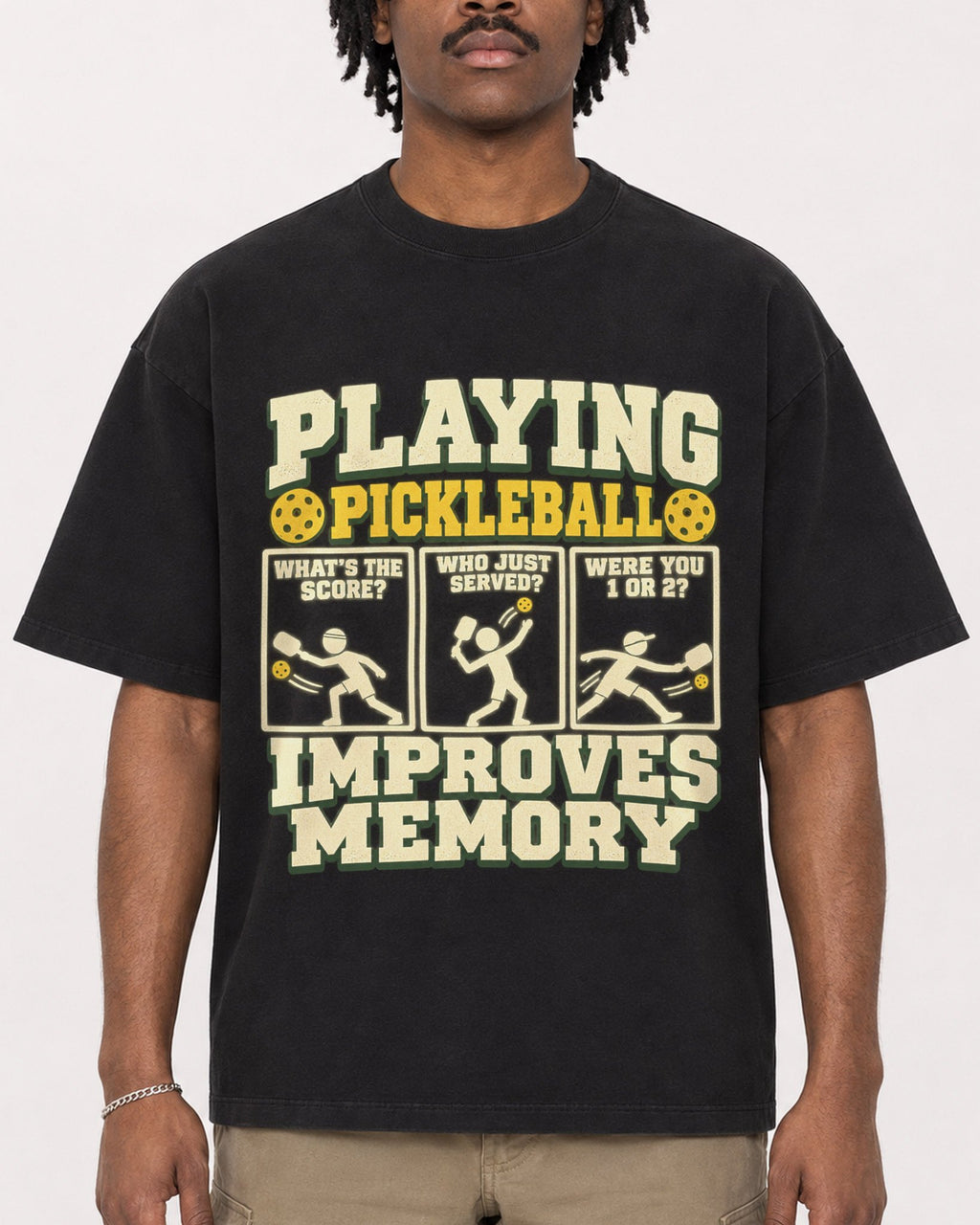 Mockup Boxy Heavyweight Tee Black male close-up 04