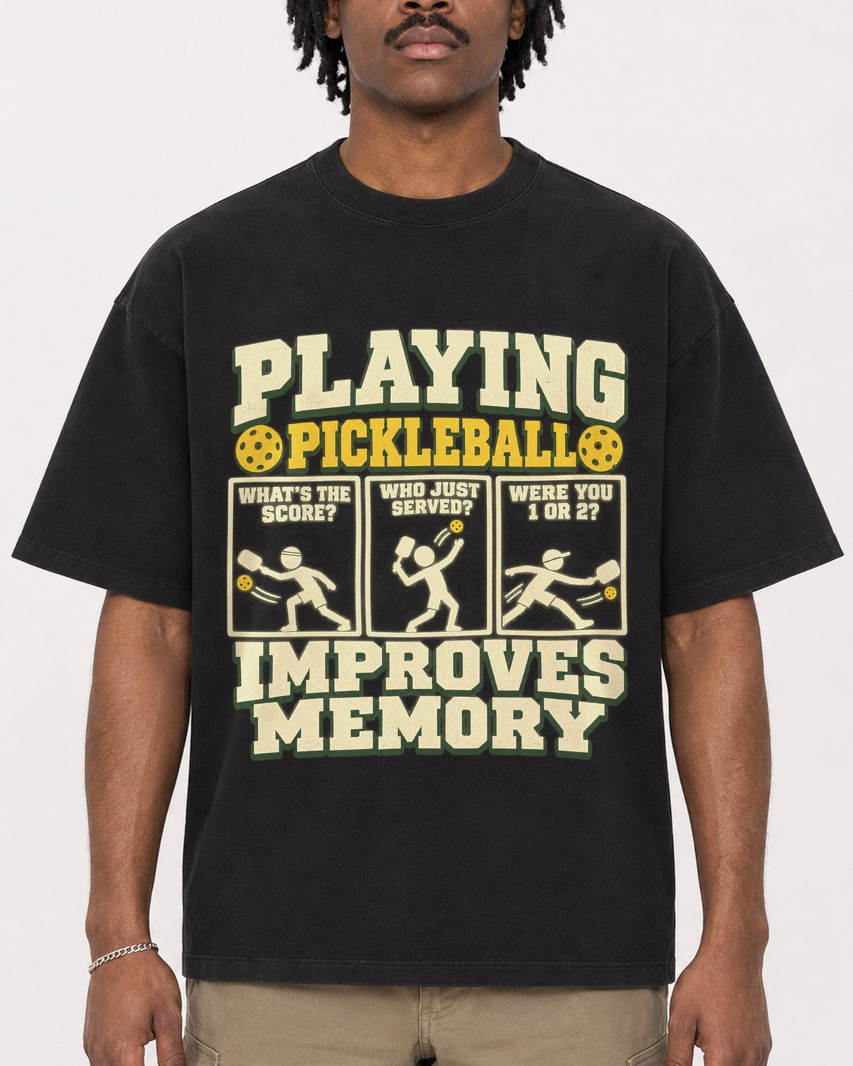 Mockup Boxy Heavyweight Tee Black male close-up 04
