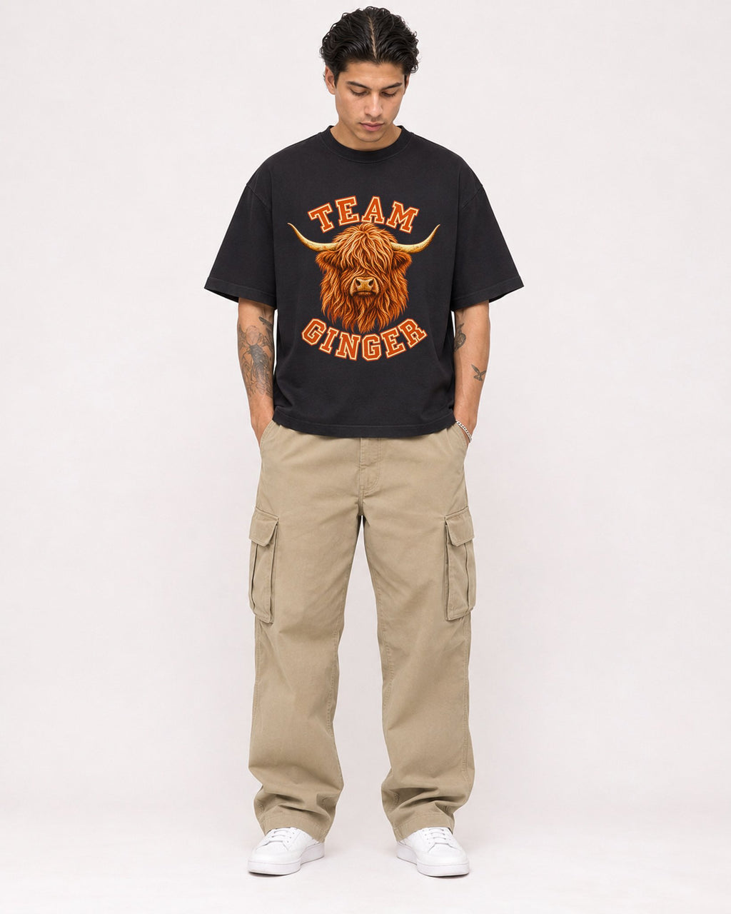Mockup Boxy Heavyweight Tee Black male full-body 36