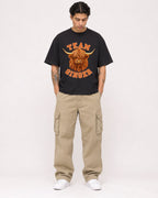 Mockup Boxy Heavyweight Tee Black male full-body 36
