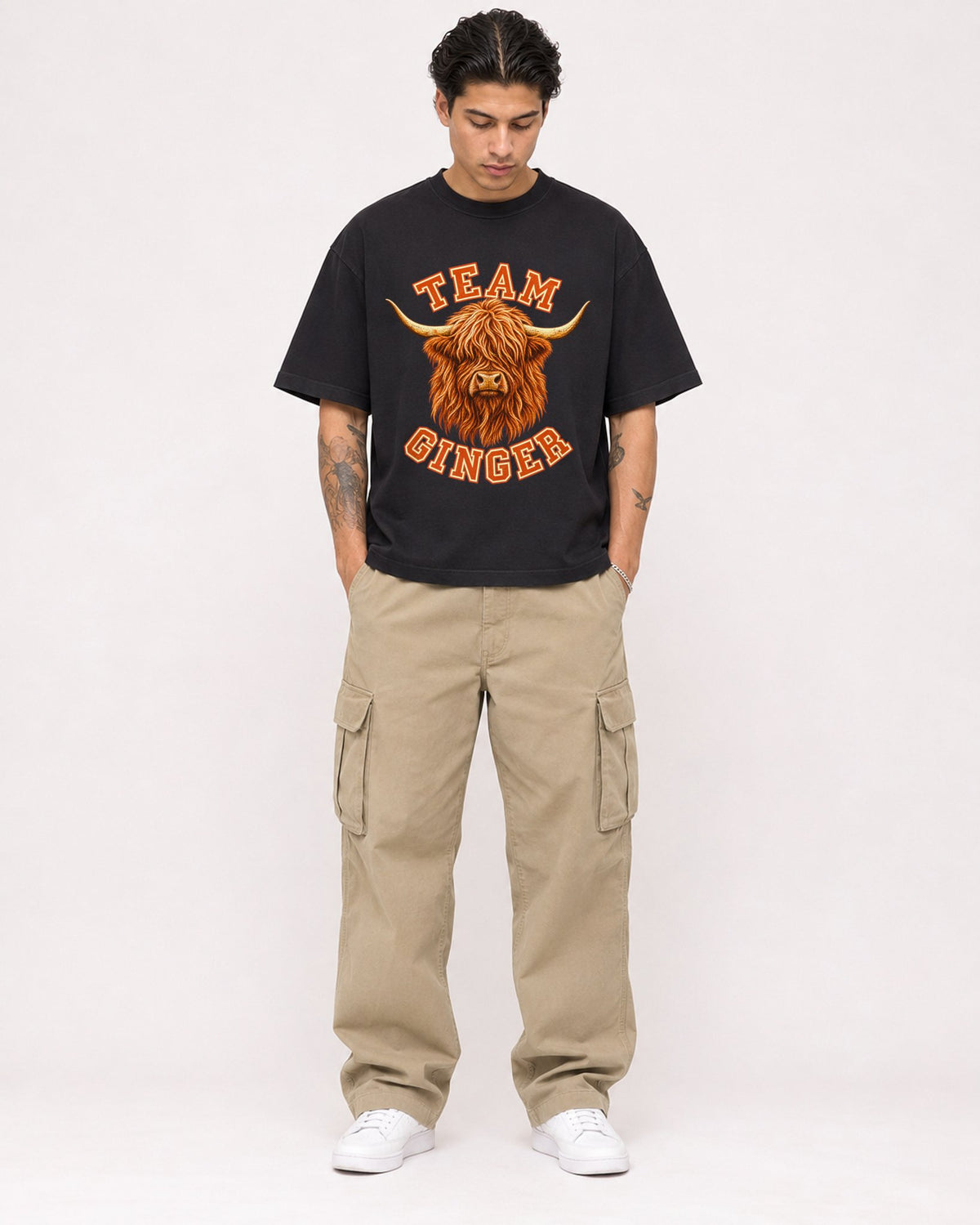 Mockup Boxy Heavyweight Tee Black male full-body 36