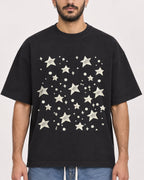 Mockup Boxy Heavyweight Tee Black male close-up 07