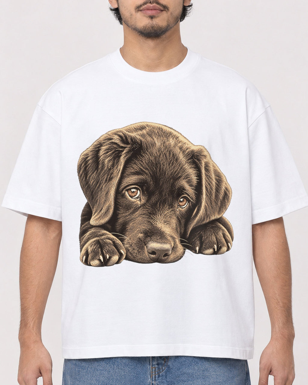 Mockup Boxy Heavyweight Tee White male close-up 02