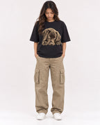 Mockup Boxy Heavyweight Tee Black female full-body 02