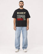Mockup Boxy Heavyweight Tee Black male full-body 37