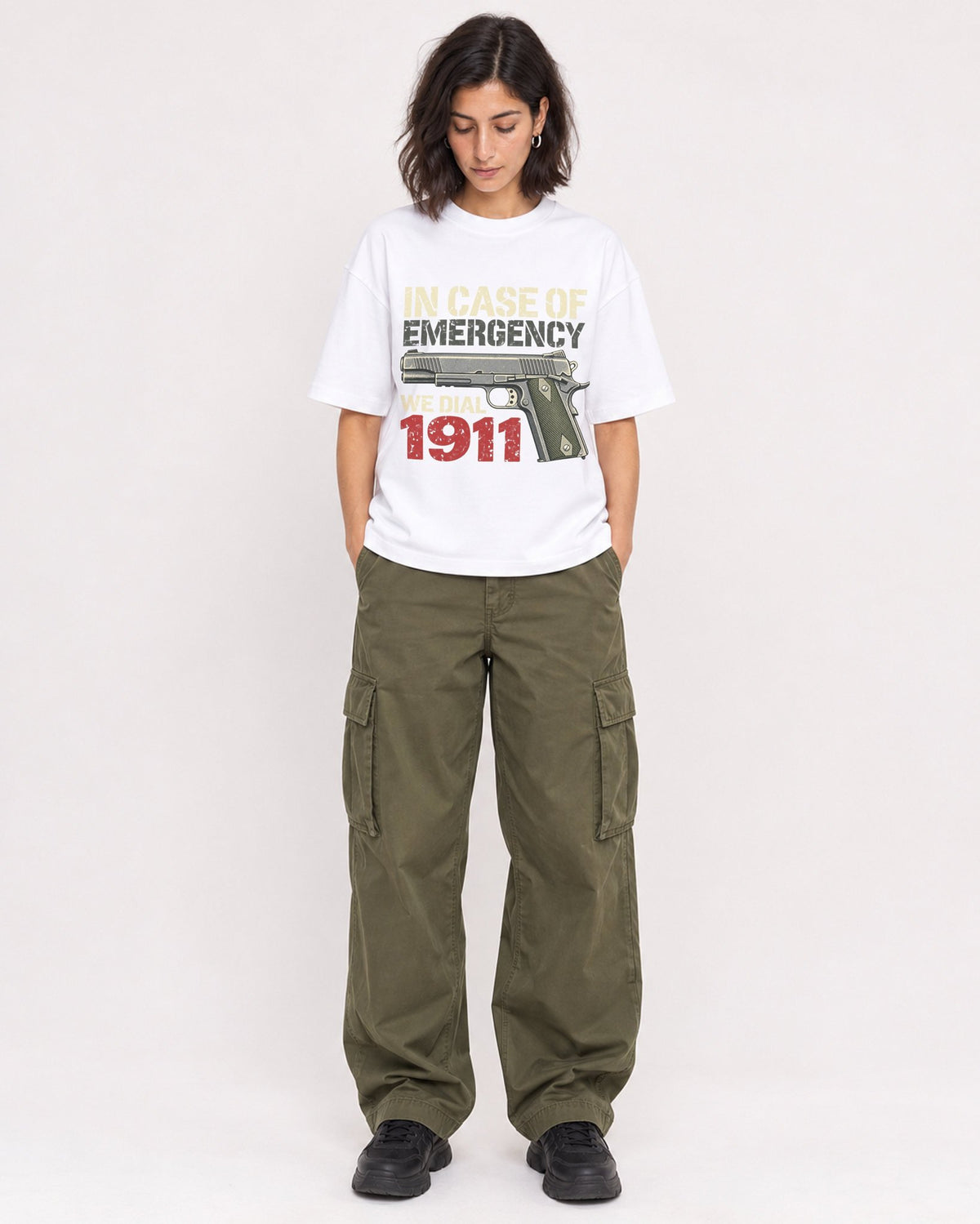 Mockup Boxy Heavyweight Tee White female full-body 37