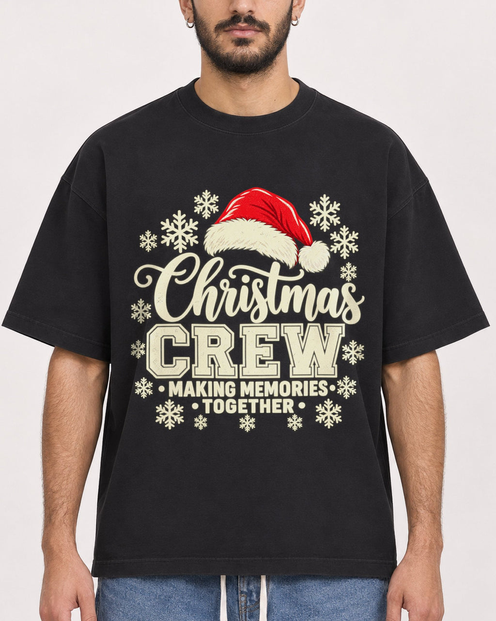 Mockup Boxy Heavyweight Tee Black male close-up 07