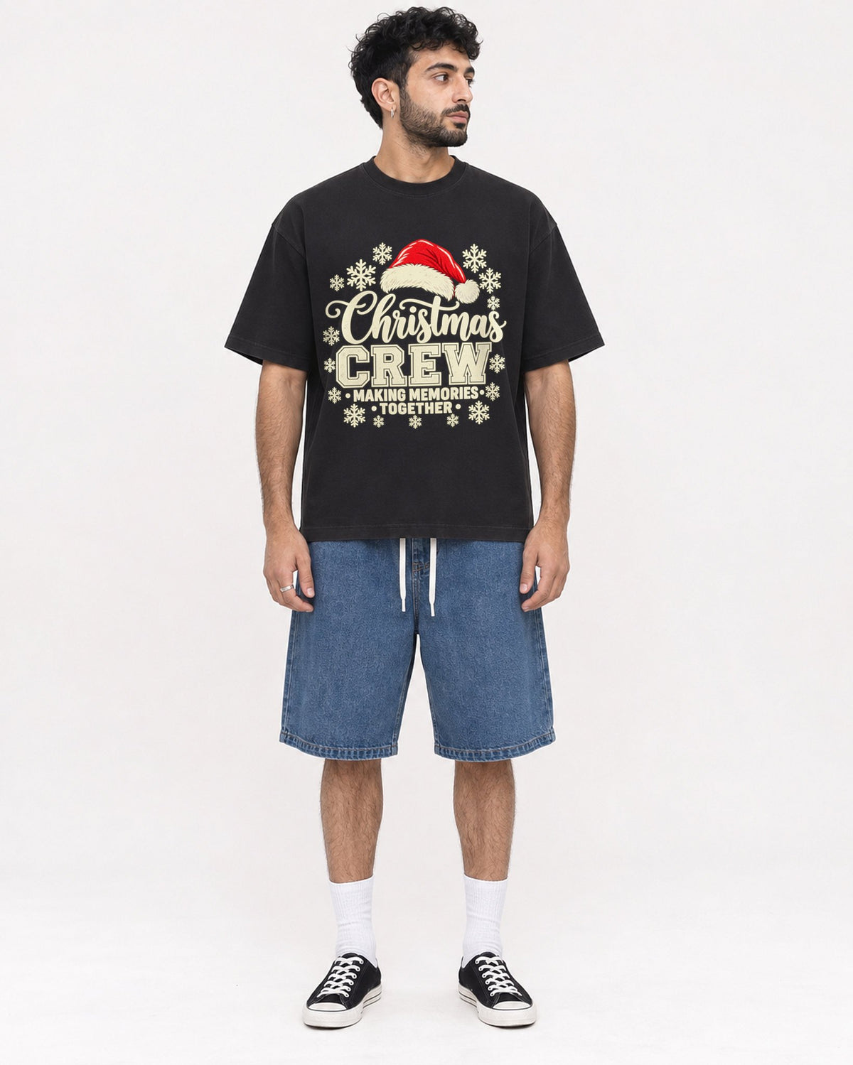 Mockup Boxy Heavyweight Tee Black male full-body 07
