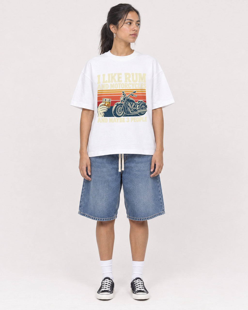 Mockup Boxy Heavyweight Tee White female full-body 16
