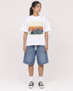 Mockup Boxy Heavyweight Tee White female full-body 16