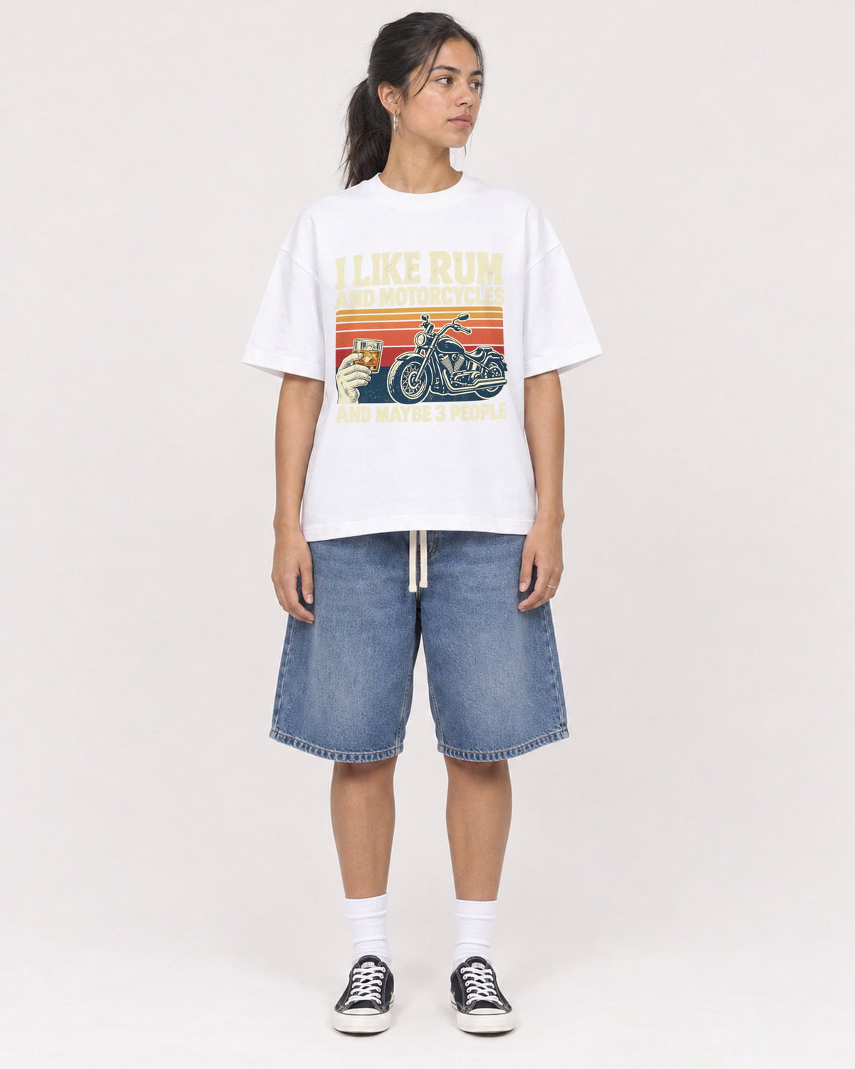 Mockup Boxy Heavyweight Tee White female full-body 16