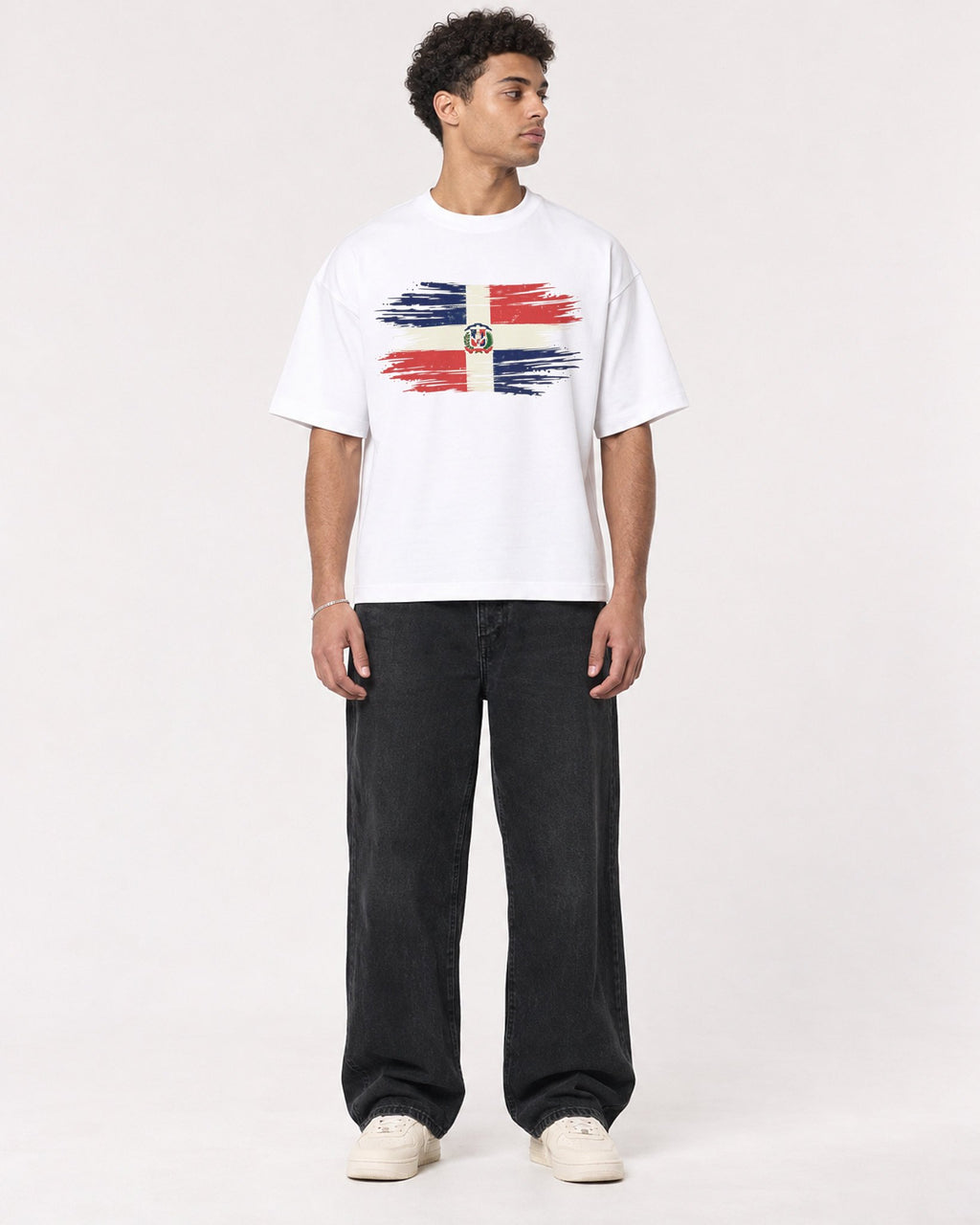 Mockup Boxy Heavyweight Tee White male full-body 10