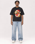 Mockup Boxy Heavyweight Tee Black male full-body 05