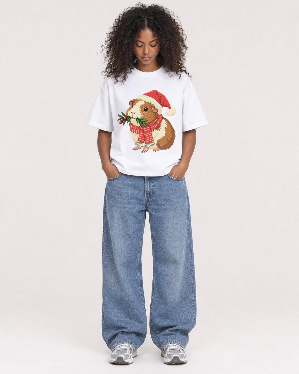 Mockup Boxy Heavyweight Tee White female full-body 05