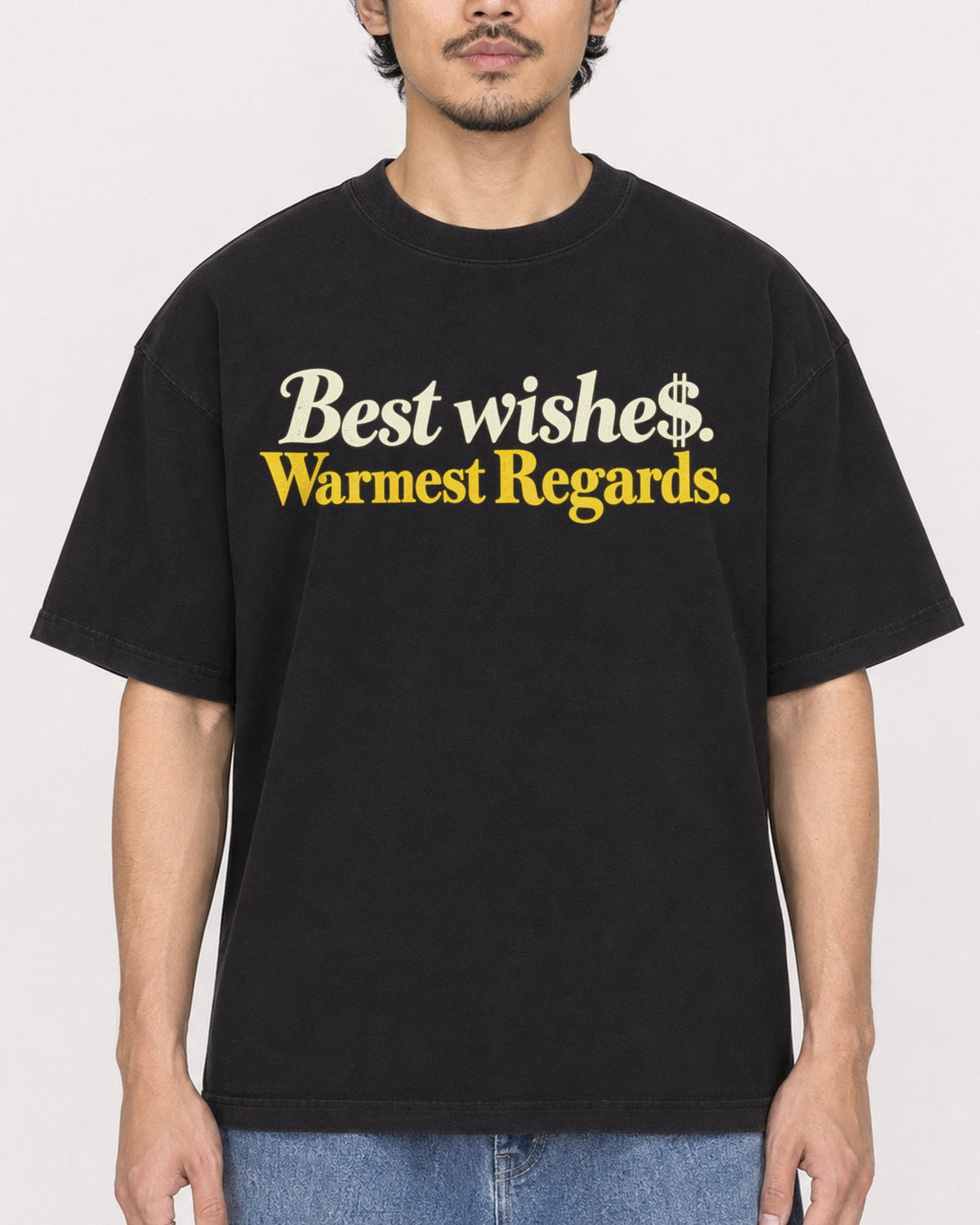 Mockup Boxy Heavyweight Tee Black male close-up 02