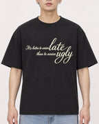 Mockup Boxy Heavyweight Tee Black male close-up 01