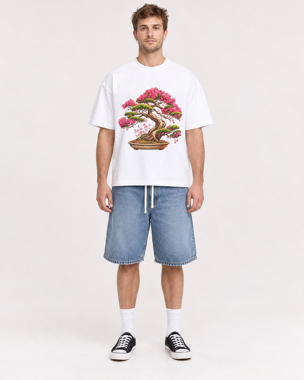 Mockup Boxy Heavyweight Tee White male full-body 08