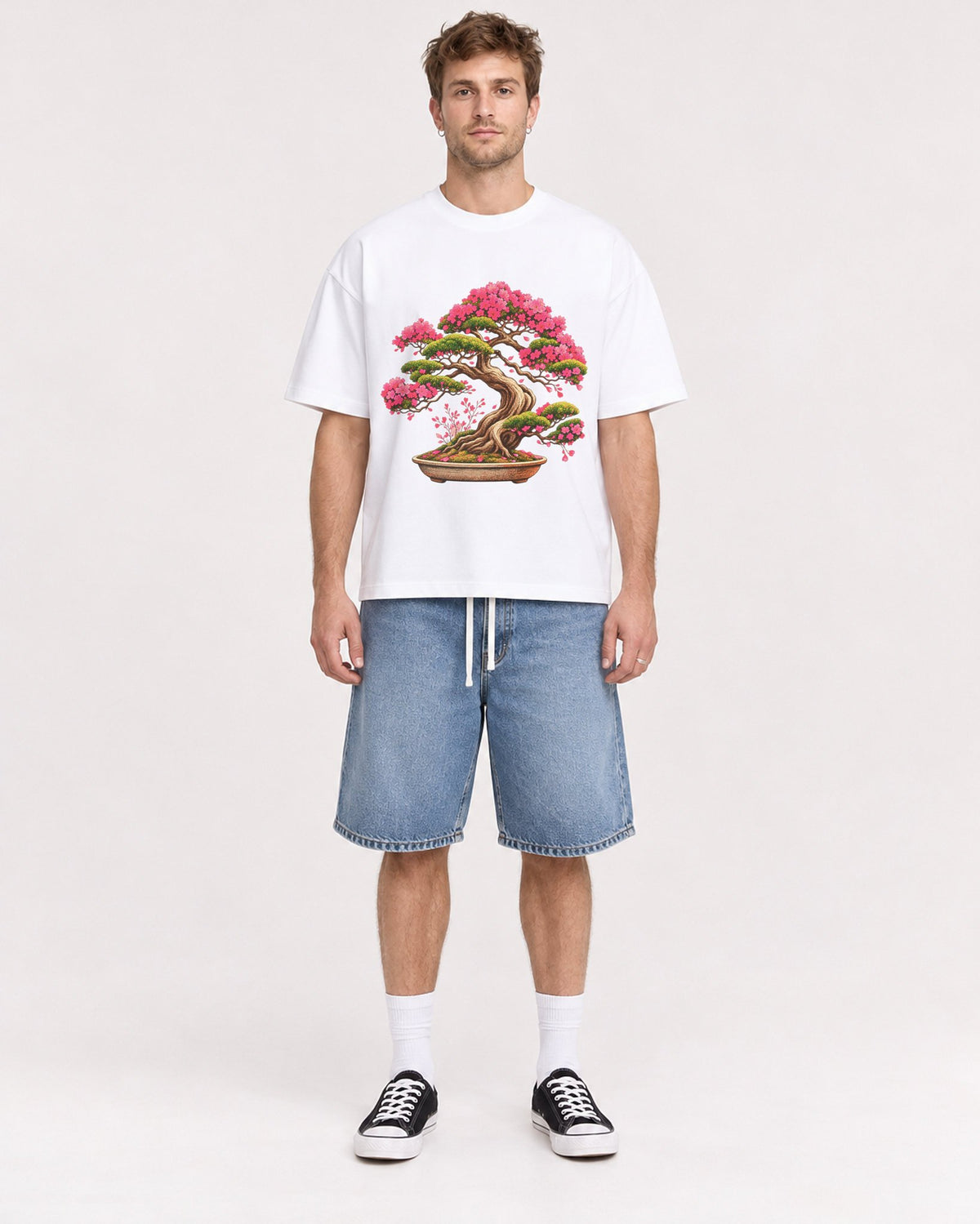 Mockup Boxy Heavyweight Tee White male full-body 08