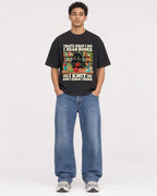 Mockup Boxy Heavyweight Tee Black male full-body 10