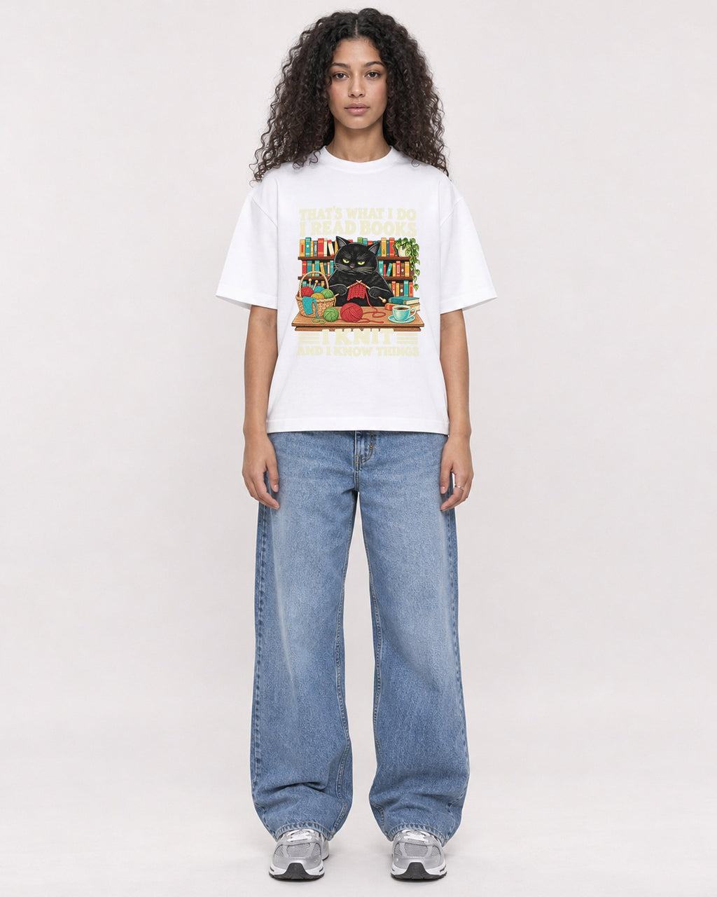 Mockup Boxy Heavyweight Tee White female full-body 10