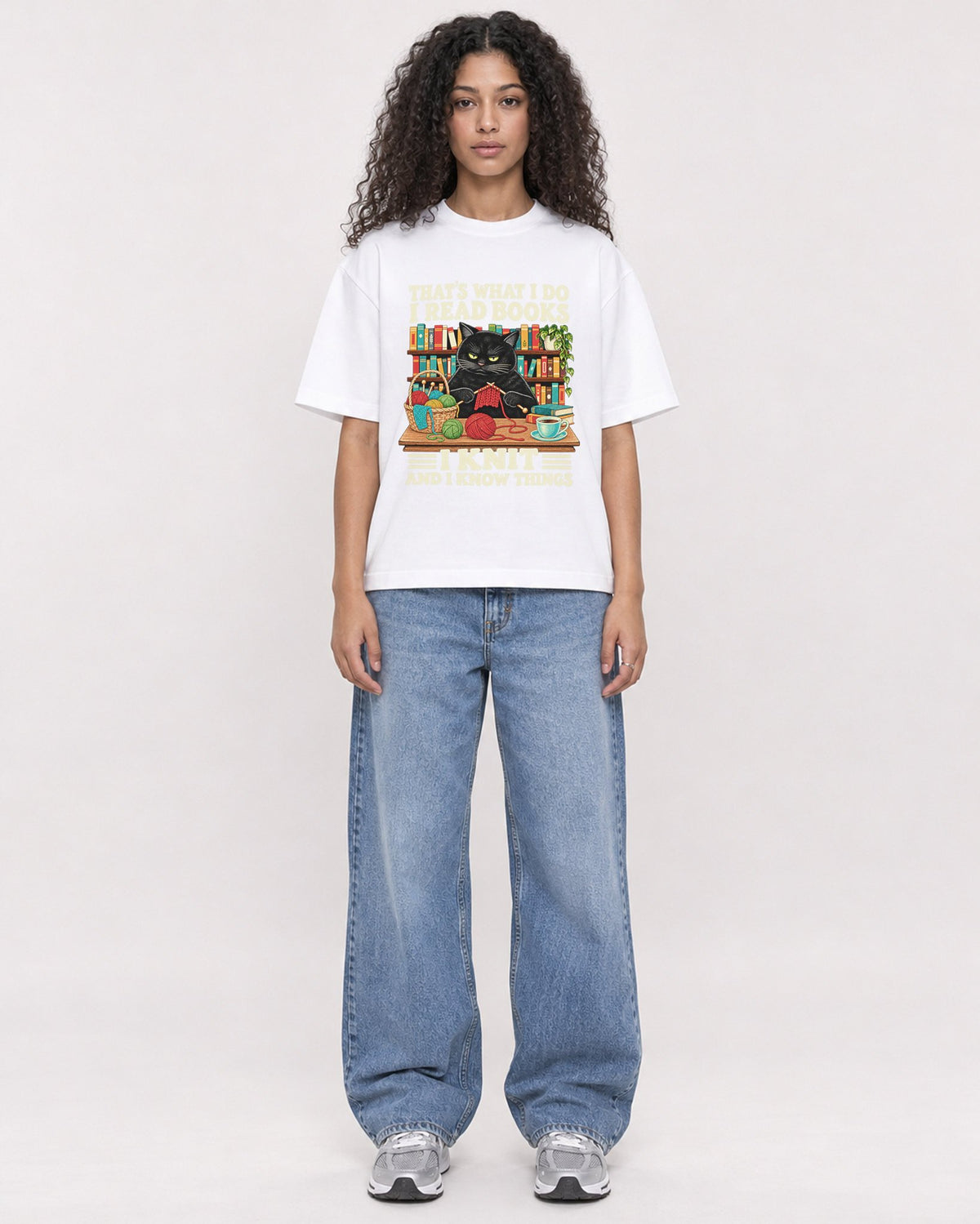 Mockup Boxy Heavyweight Tee White female full-body 10