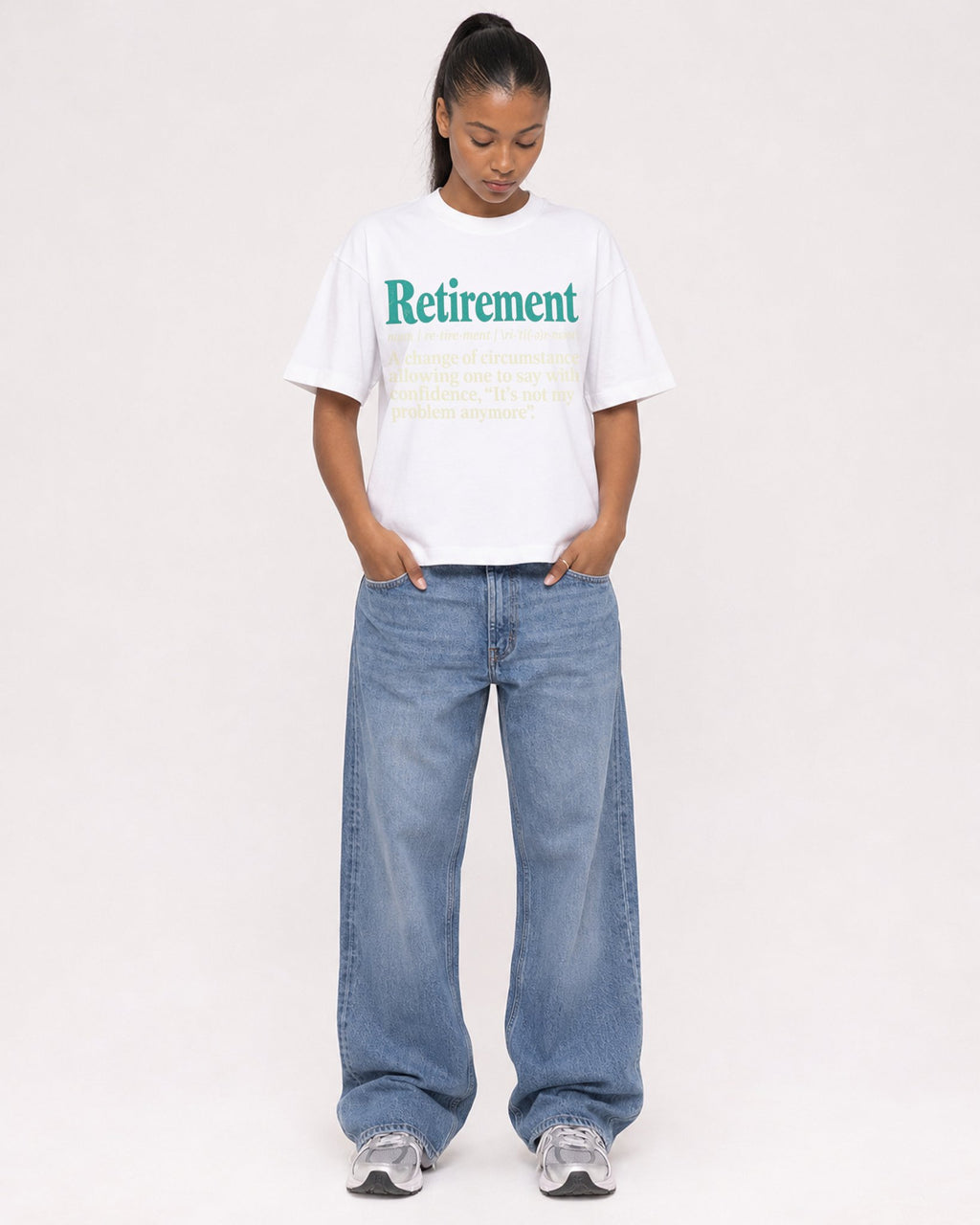 Mockup Boxy Heavyweight Tee White female full-body 25