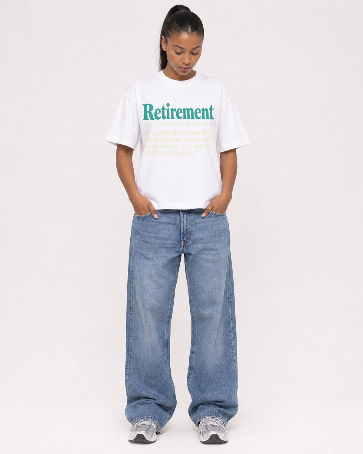 Mockup Boxy Heavyweight Tee White female full-body 25