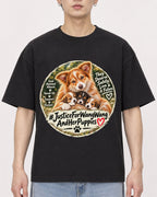 Mockup Boxy Heavyweight Tee Black male close-up 01