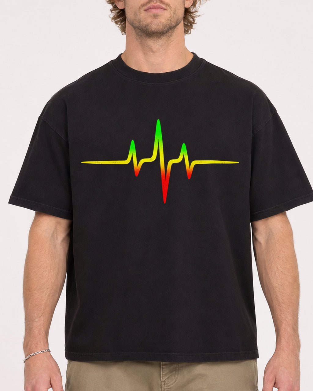 Mockup Boxy Heavyweight Tee Black male close-up 28
