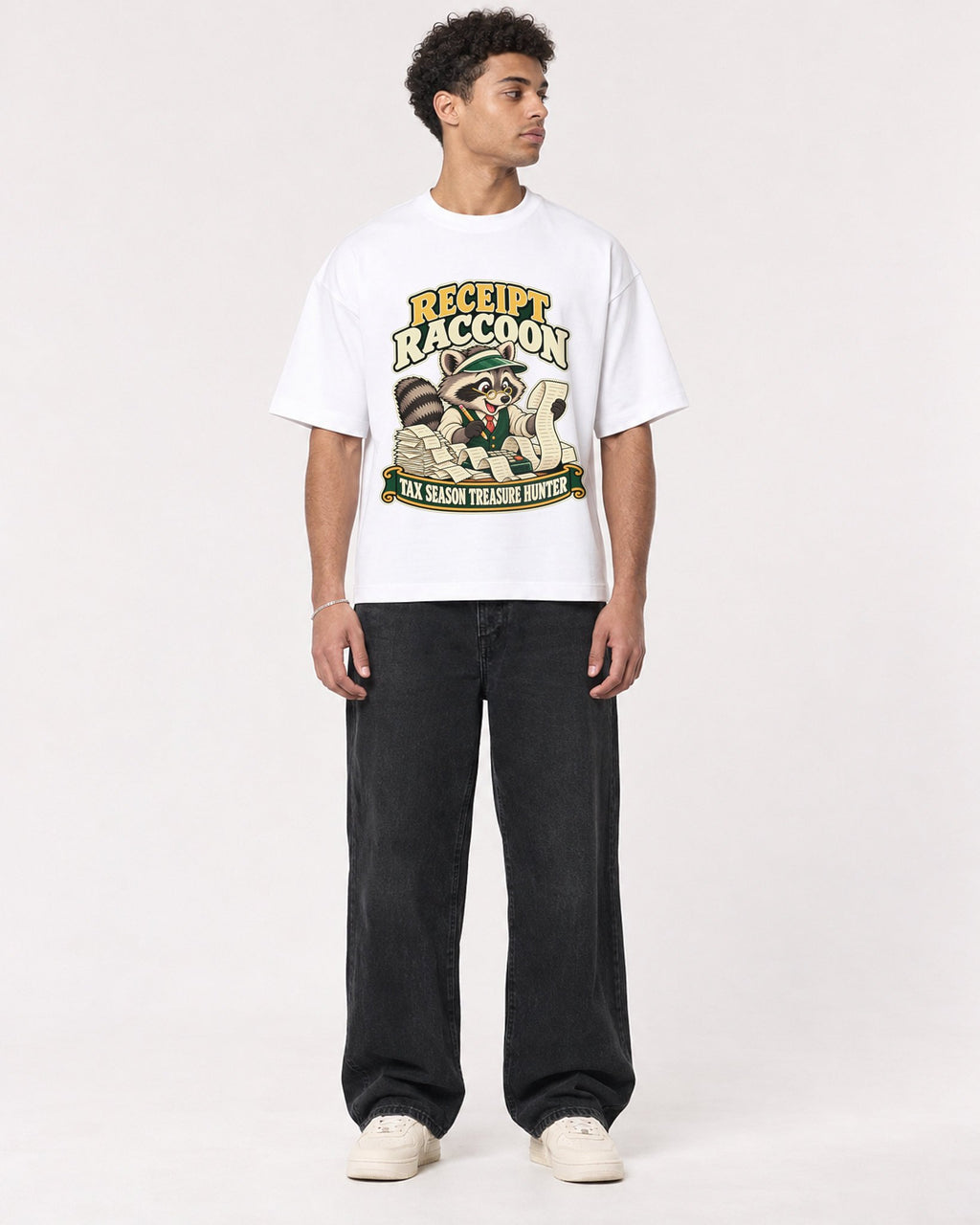 Mockup Boxy Heavyweight Tee White male full-body 10