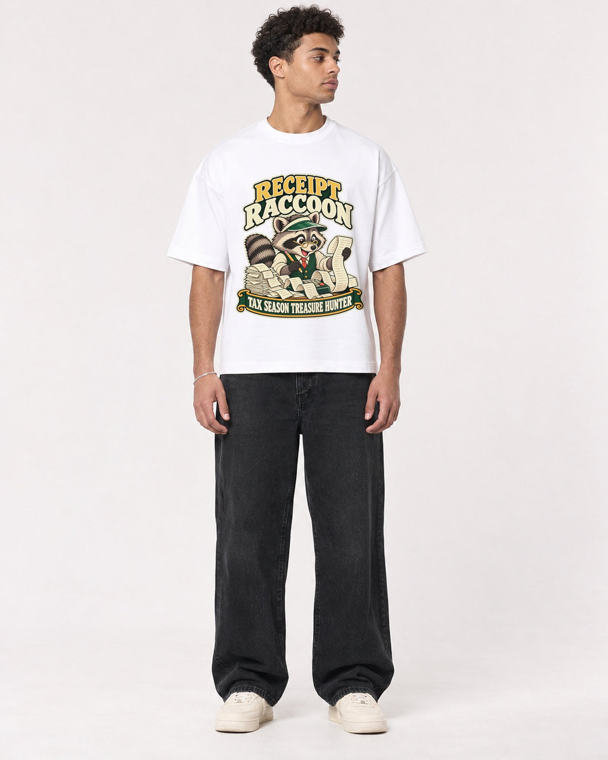Mockup Boxy Heavyweight Tee White male full-body 10