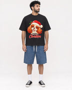 Mockup Boxy Heavyweight Tee Black male full-body 07