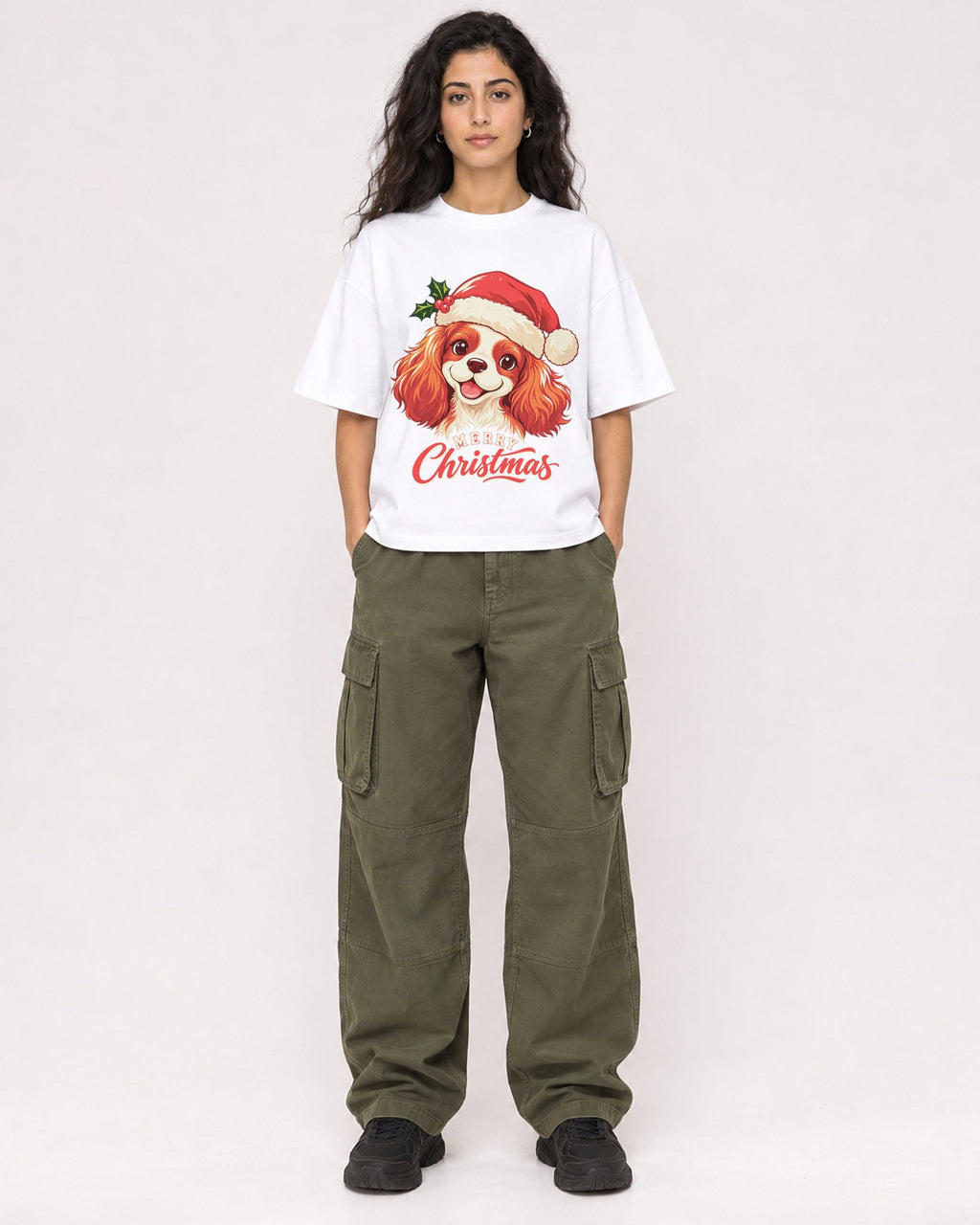 Mockup Boxy Heavyweight Tee White female full-body 07