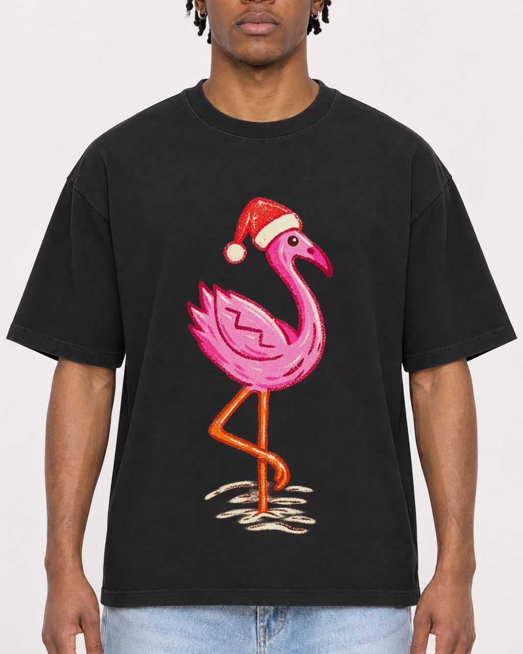 Mockup Boxy Heavyweight Tee Black male close-up 05
