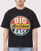 Mockup Boxy Heavyweight Tee Black male close-up 13