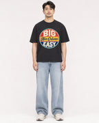 Mockup Boxy Heavyweight Tee Black male full-body 13